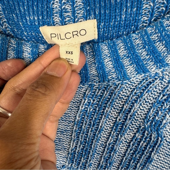 Pilcro High-Low Hem Lightweight Knit Blue Striped Women's Sweater Size XXS - Picture 8 of 13